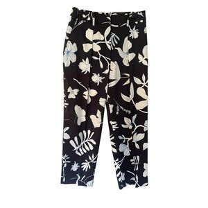 CHRISTIAN WIJNANTS‎ Priya Floral Print Black Iris Silk Cotton Pants Size 4 New